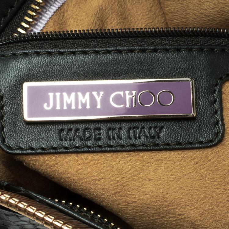 Pre Owned Jimmy Choo Dark Green Python Clutch