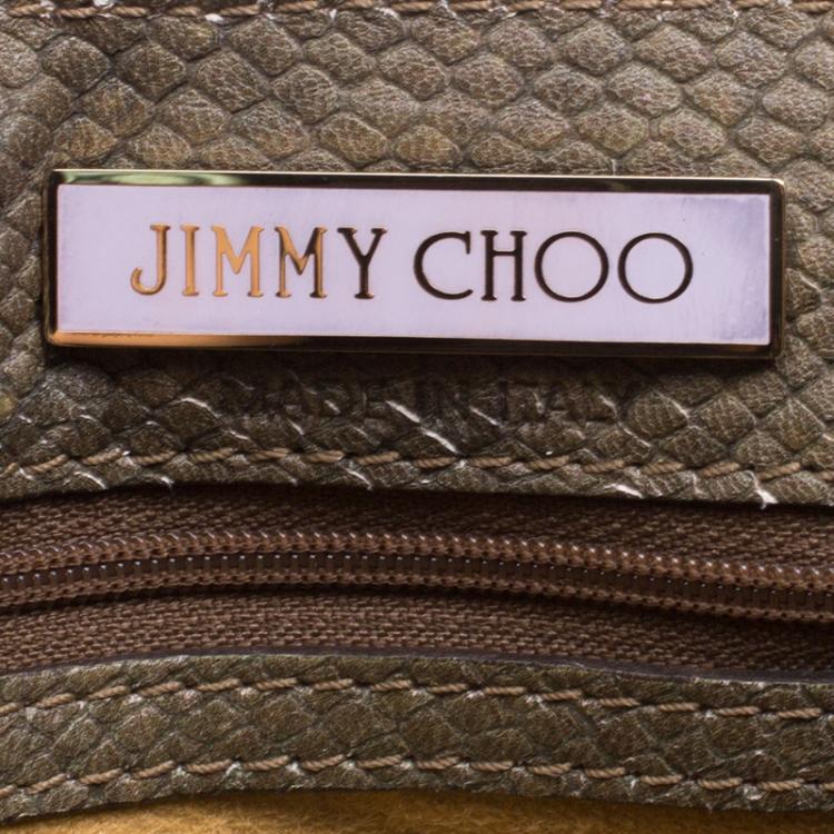 Pre Owned Jimmy Choo Green/White Ombre Python Embossed Leather & Python Trim Hobo