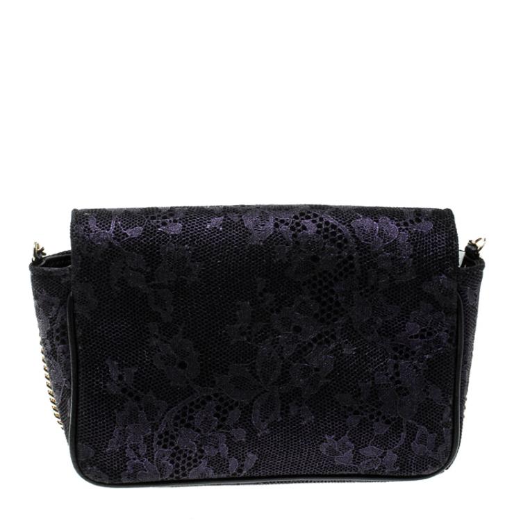 Pre Owned Jimmy Choo Purple Lace Mini Ruby Shoulder Bag