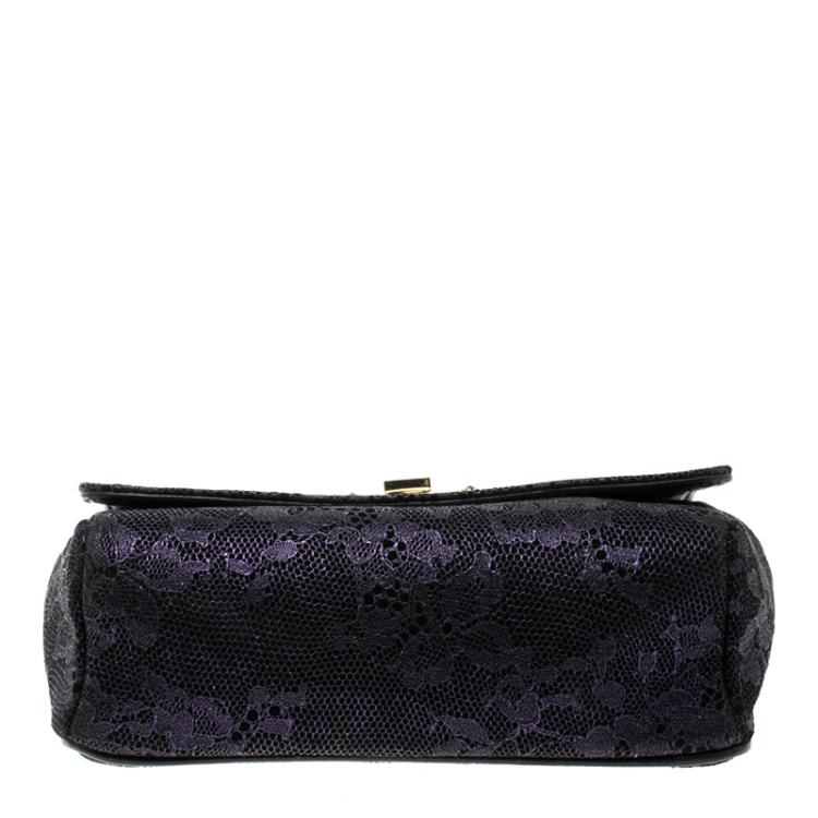 Pre Owned Jimmy Choo Purple Lace Mini Ruby Shoulder Bag