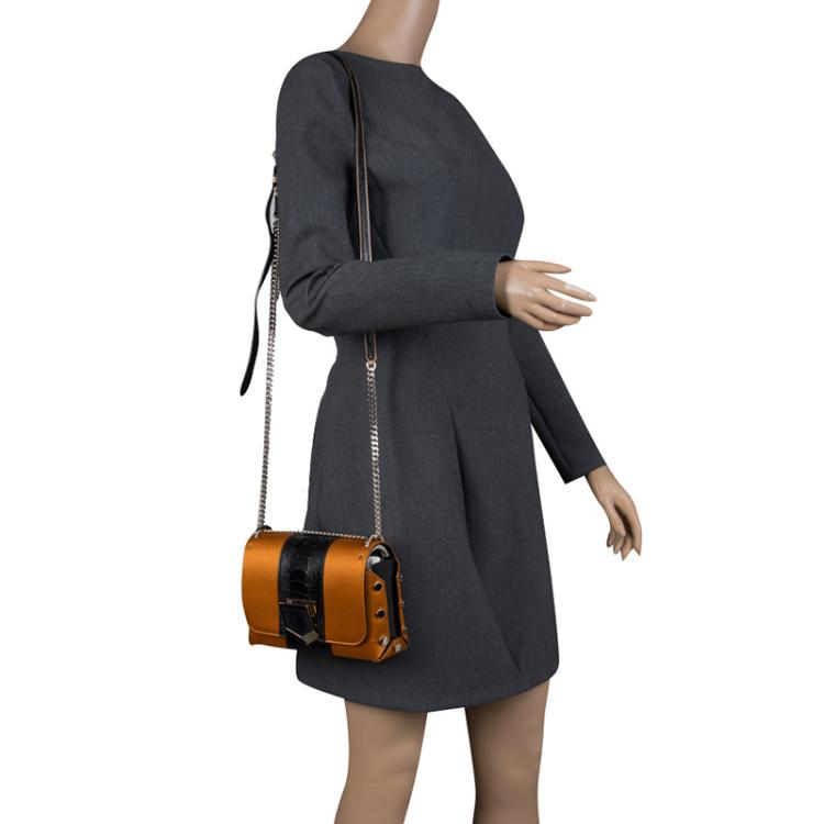 Pre Owned Jimmy Choo Orange Satin and Ostrich Leg Lockett Shoulder Bag