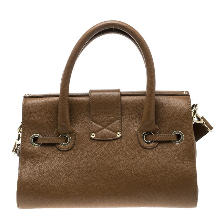 Pre Owned Jimmy Choo Brown Leather Small Rosalie Top Handle Bag