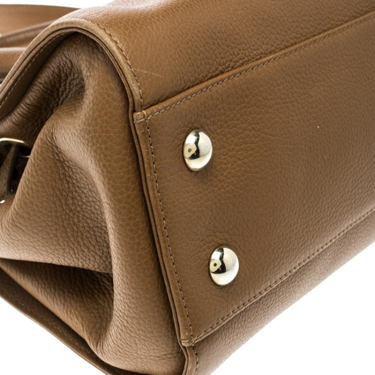 Pre Owned Jimmy Choo Brown Leather Small Rosalie Top Handle Bag