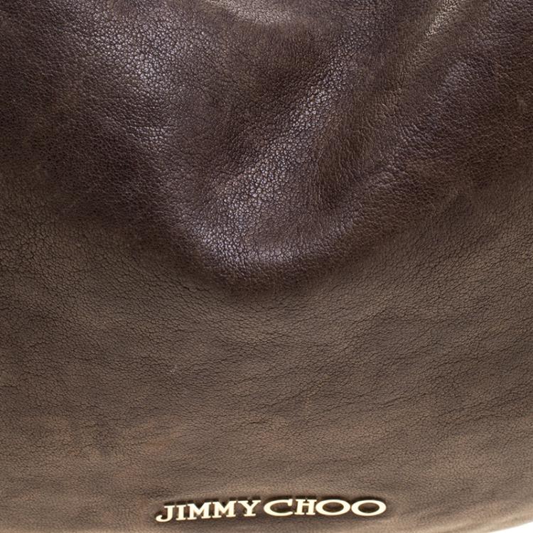 Pre Owned Jimmy Choo Dark Beige Leather Small Solar Hobo