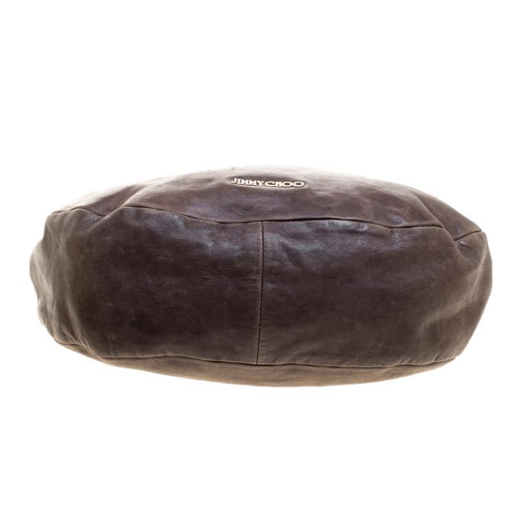 Pre Owned Jimmy Choo Dark Beige Leather Small Solar Hobo