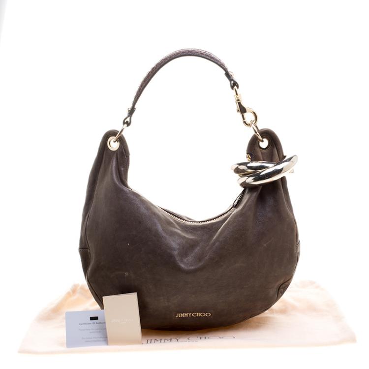 Pre Owned Jimmy Choo Dark Beige Leather Small Solar Hobo