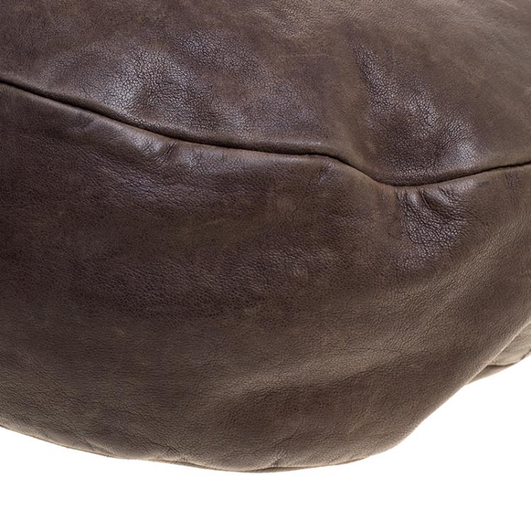 Pre Owned Jimmy Choo Dark Beige Leather Small Solar Hobo