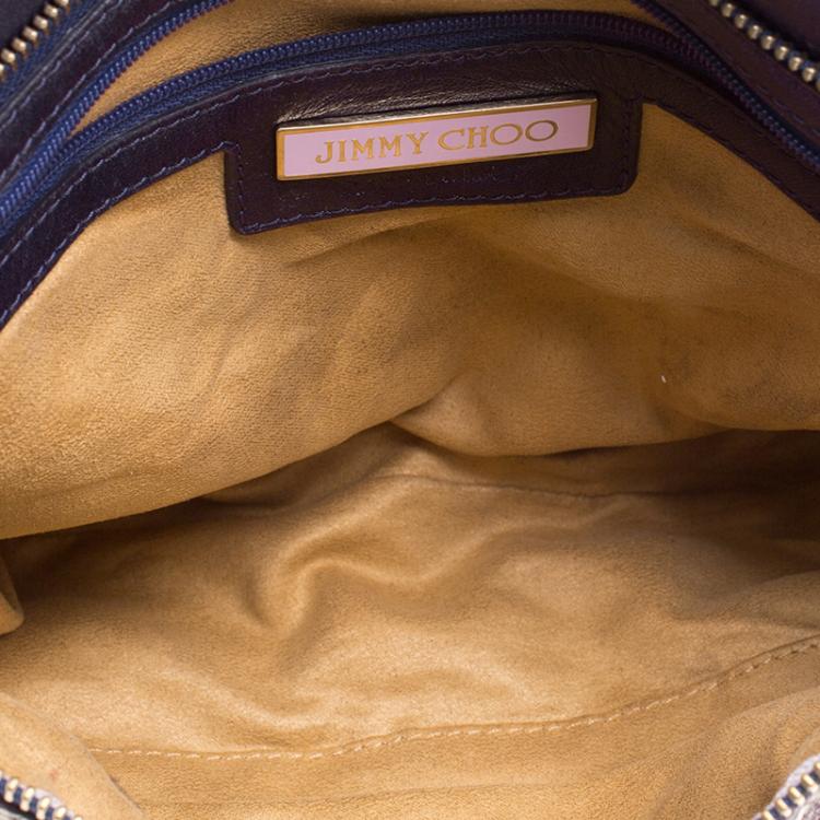 Pre Owned Jimmy Choo Purple Snakeskin Brix Convertible Clutch