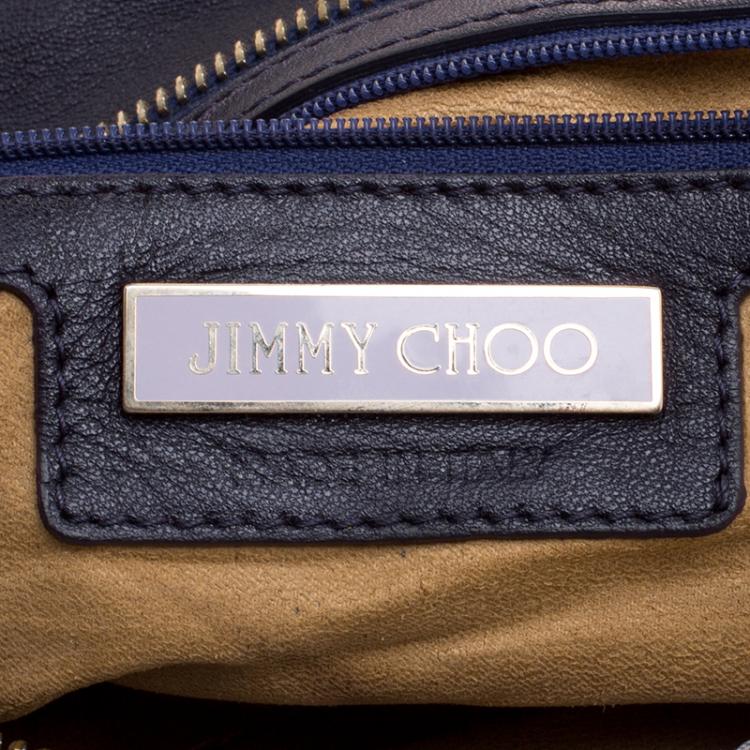 Pre Owned Jimmy Choo Purple Snakeskin Brix Convertible Clutch