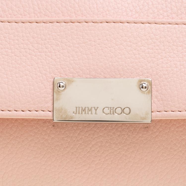 Pre Owned Jimmy Choo Pink Leather Reese Clutch