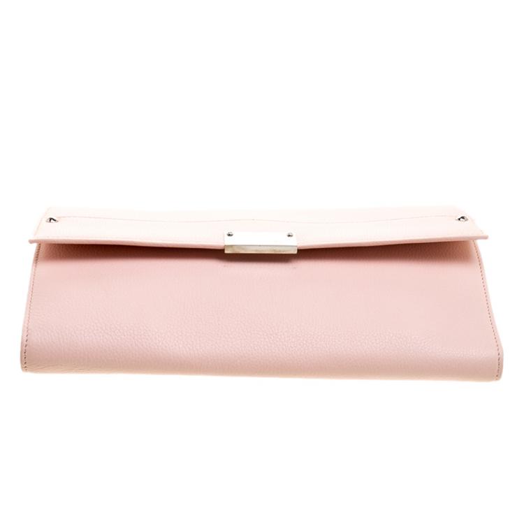 Pre Owned Jimmy Choo Pink Leather Reese Clutch