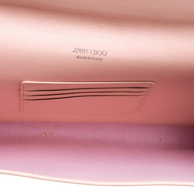 Pre Owned Jimmy Choo Pink Leather Reese Clutch