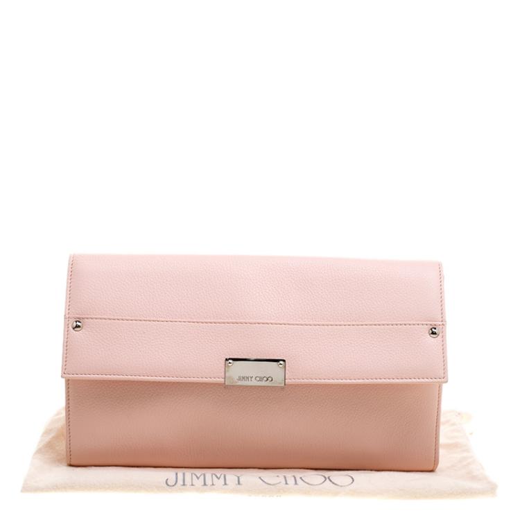 Pre Owned Jimmy Choo Pink Leather Reese Clutch
