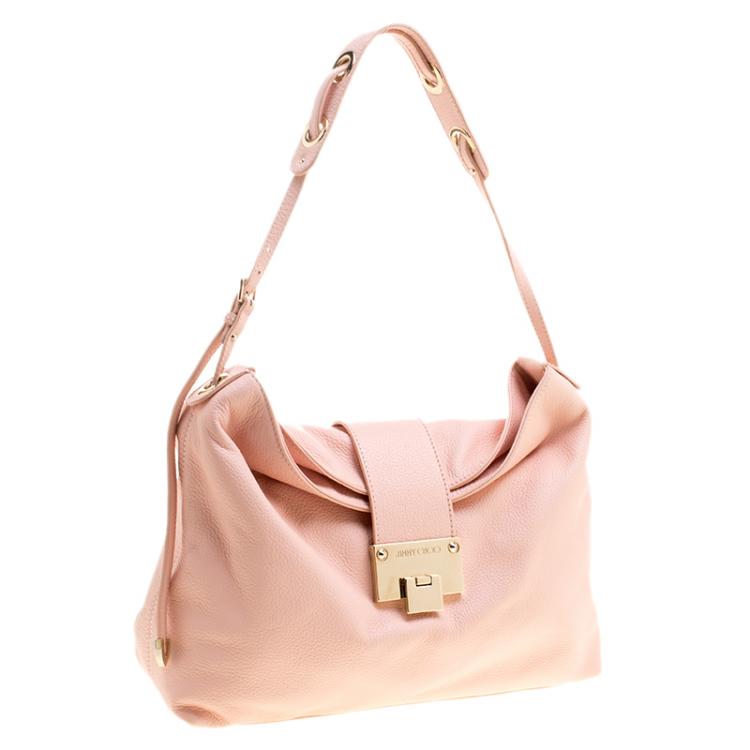 Pre Owned Jimmy Choo Pink Leather Rachel Shoulder Bag
