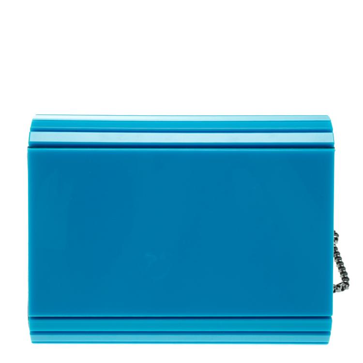 Pre Owned Jimmy Choo Blue Acrylic Candy Clutch Bag