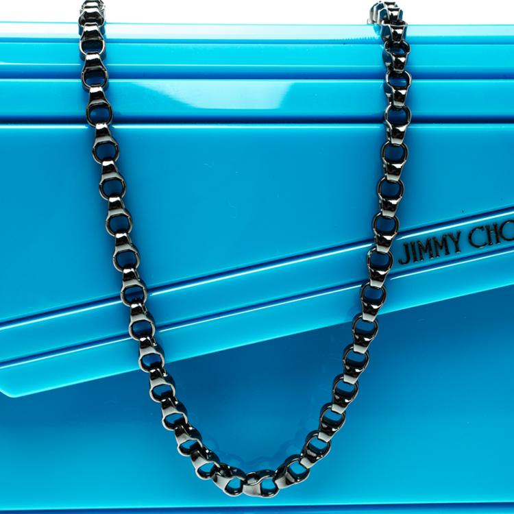 Pre Owned Jimmy Choo Blue Acrylic Candy Clutch Bag