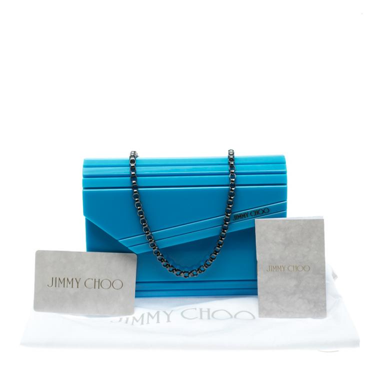 Pre Owned Jimmy Choo Blue Acrylic Candy Clutch Bag