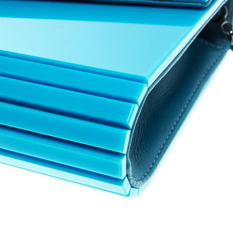 Pre Owned Jimmy Choo Blue Acrylic Candy Clutch Bag