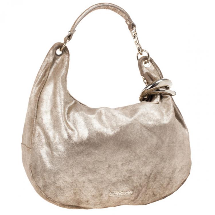 Pre Owned Jimmy Choo Bronze Leather Solar Hobo