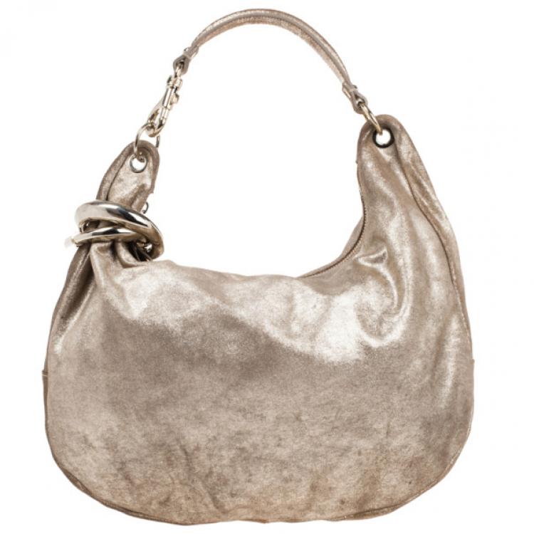 Pre Owned Jimmy Choo Bronze Leather Solar Hobo