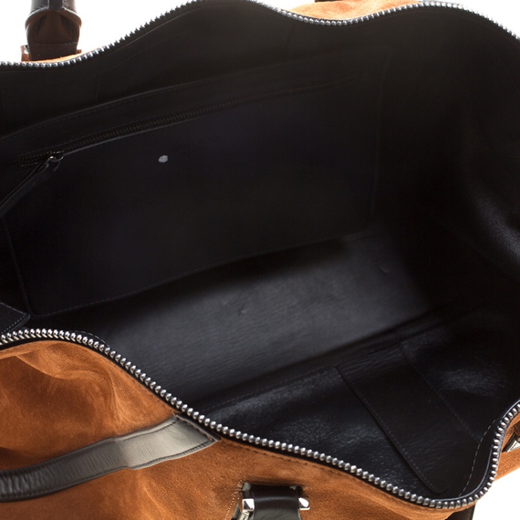 Pre Owned Jimmy Choo Cognac/Black Suede and Leather Satchel