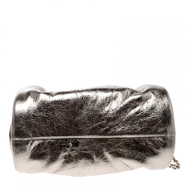 Pre Owned Jimmy Choo Gold Leather Cara Chain Clutch