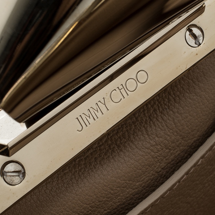 Pre Owned Jimmy Choo Gold Leather Cara Chain Clutch