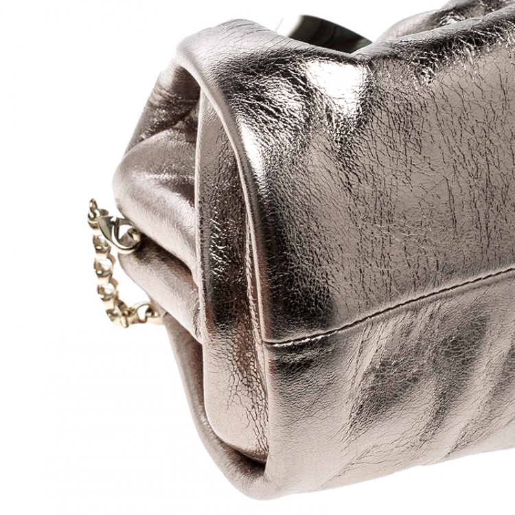 Pre Owned Jimmy Choo Gold Leather Cara Chain Clutch