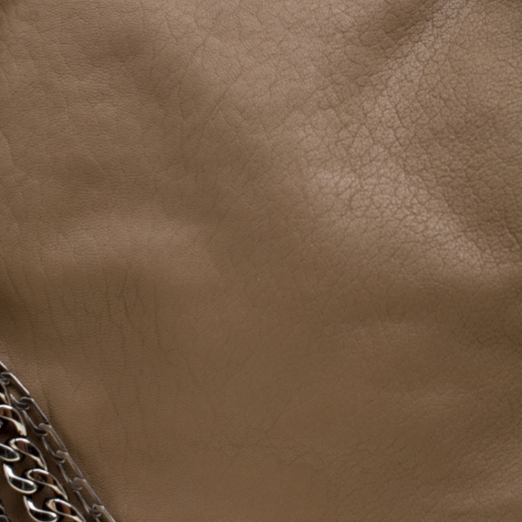 Pre Owned Jimmy Choo Brown Leather Boho Biker Chain Hobo