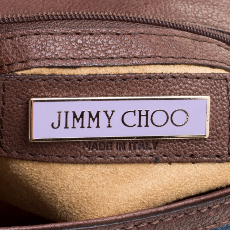 Pre Owned Jimmy Choo Blue/Brown Denim and Leather Shoulder Bag