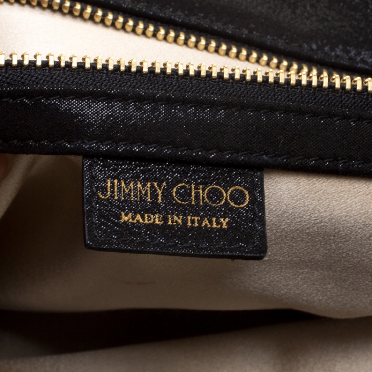 Pre Owned Jimmy Choo Black Shimmering Leather Chandra Clutch