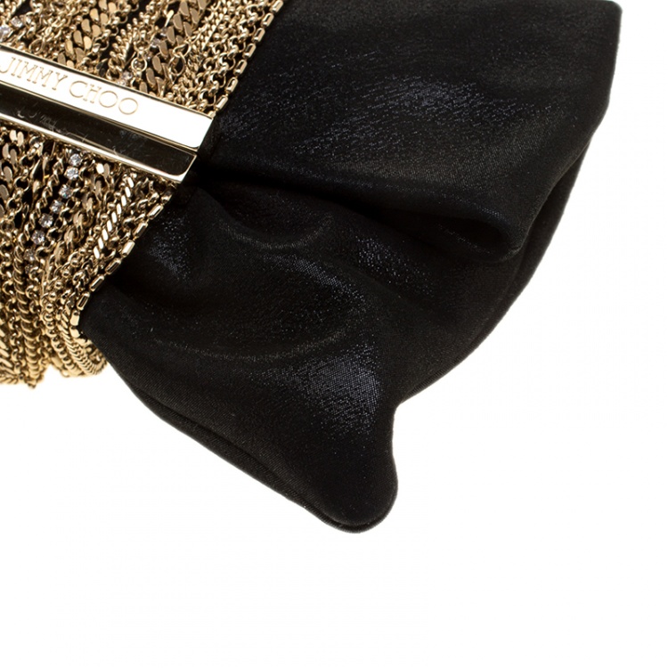 Pre Owned Jimmy Choo Black Shimmering Leather Chandra Clutch