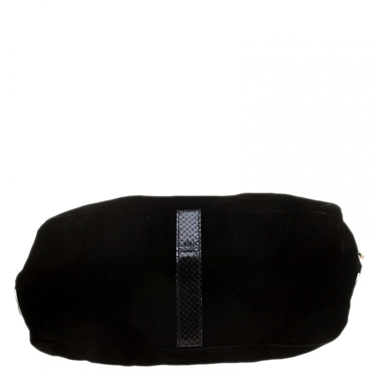 Pre Owned Jimmy Choo Black Velvet Riki Shoulder Bag