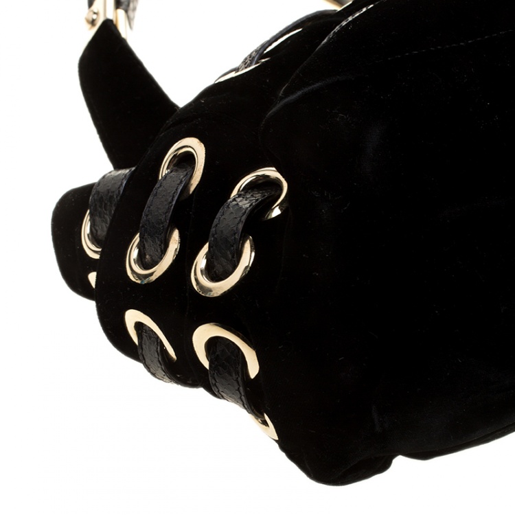 Pre Owned Jimmy Choo Black Velvet Riki Shoulder Bag