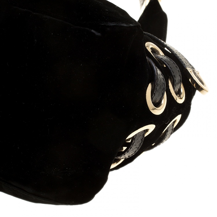 Pre Owned Jimmy Choo Black Velvet Riki Shoulder Bag