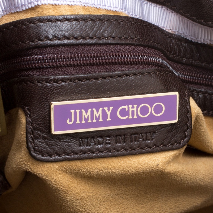 Pre Owned Jimmy Choo Brown Python and Suede Mahala Satchel