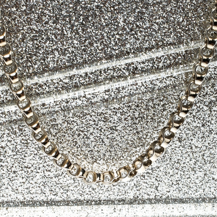 مملوكة مسبقًا Jimmy Choo Silver Glitter Acrylic Candy Clutch Bag