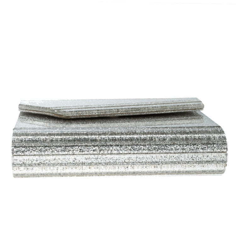 مملوكة مسبقًا Jimmy Choo Silver Glitter Acrylic Candy Clutch Bag