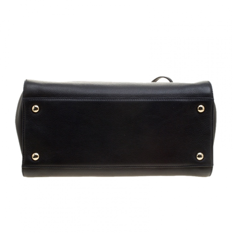 Pre Owned Jimmy Choo Navy Blue Grainy Leather Rosalie Top Handle