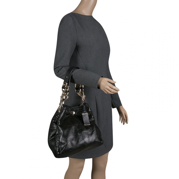 Pre Owned Jimmy Choo Metallic Black Leather Lohla Jayne Tote
