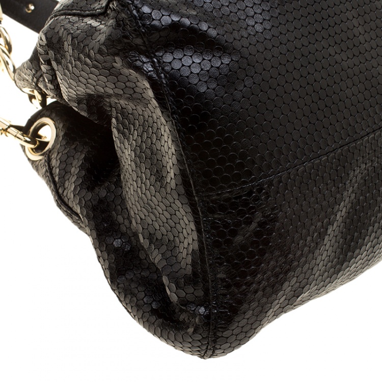 Pre Owned Jimmy Choo Metallic Black Leather Lohla Jayne Tote