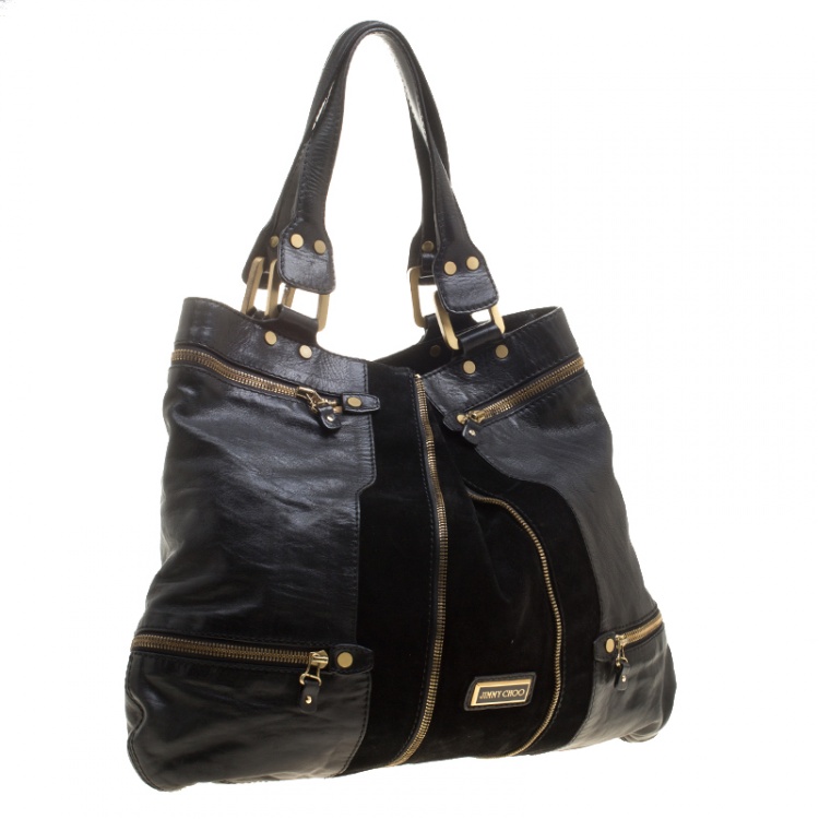 Pre Owned Jimmy Choo Black Leather/Suede Large Mona Tote
