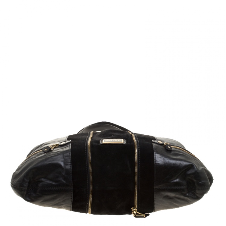 Pre Owned Jimmy Choo Black Leather/Suede Large Mona Tote