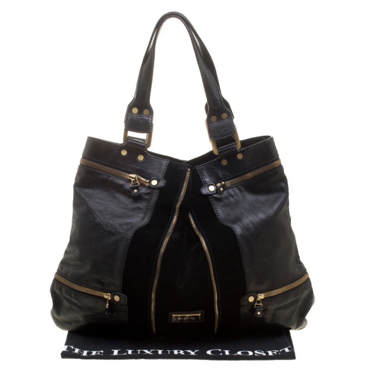 Pre Owned Jimmy Choo Black Leather/Suede Large Mona Tote