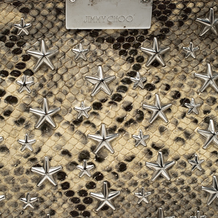 Pre Owned Jimmy Choo Beige Python Star Studded Clutch