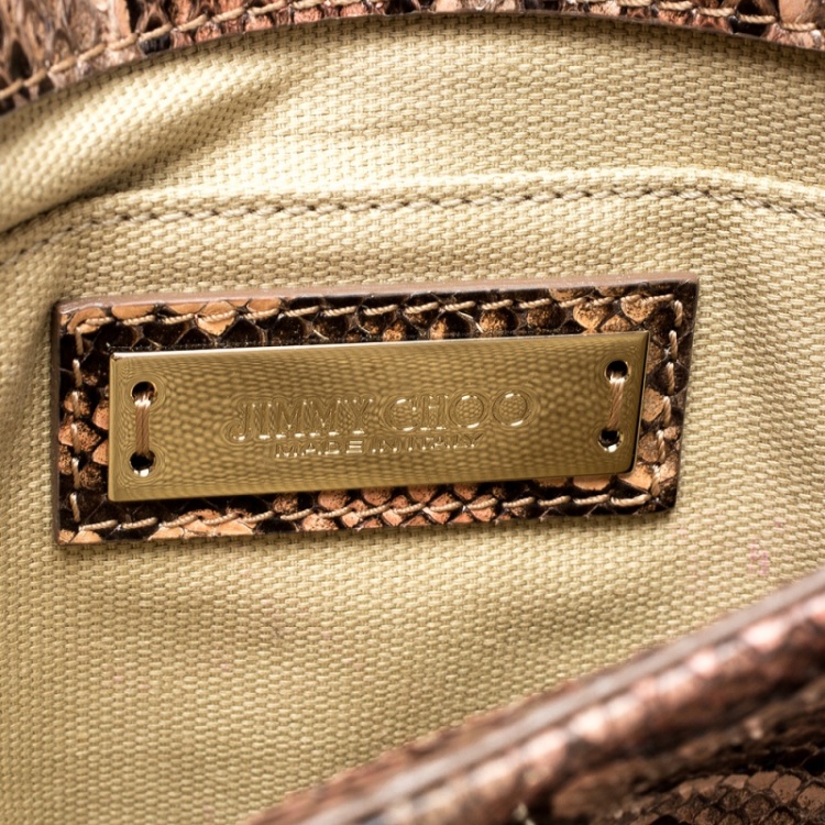 Pre Owned Jimmy Choo Brown Python Jasmine Clutch