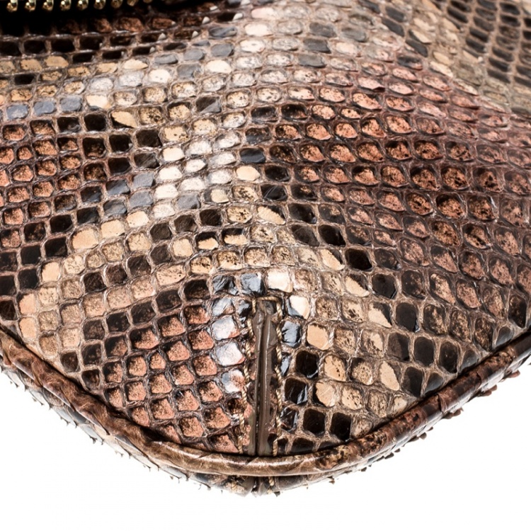 Pre Owned Jimmy Choo Brown Python Jasmine Clutch