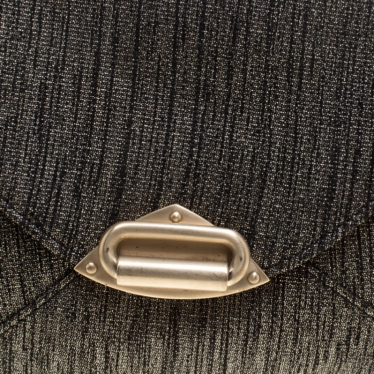 Pre Owned Jimmy Choo Mettalic Shimmering Canvas Envelope Chain Clutch
