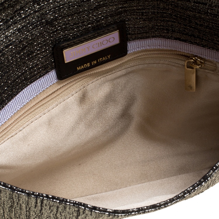 Pre Owned Jimmy Choo Mettalic Shimmering Canvas Envelope Chain Clutch