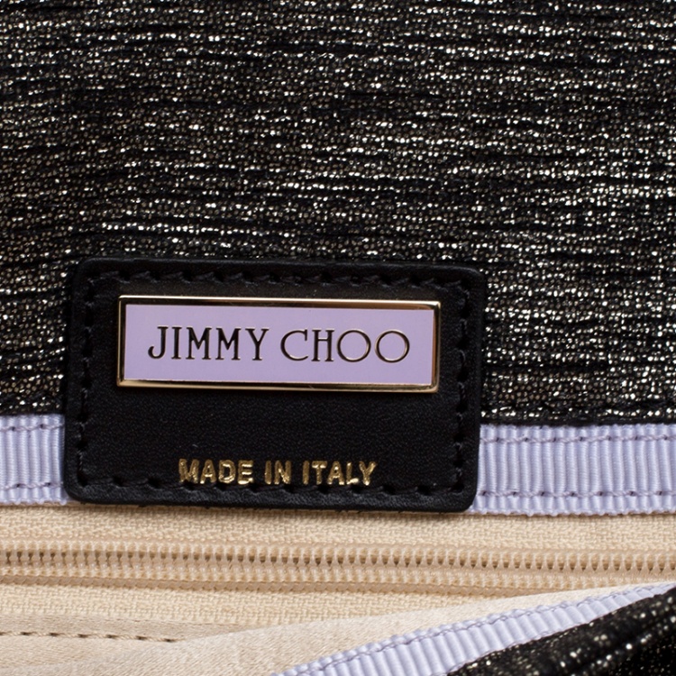 Pre Owned Jimmy Choo Mettalic Shimmering Canvas Envelope Chain Clutch